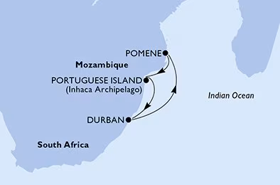 Route map to Pomene Bay